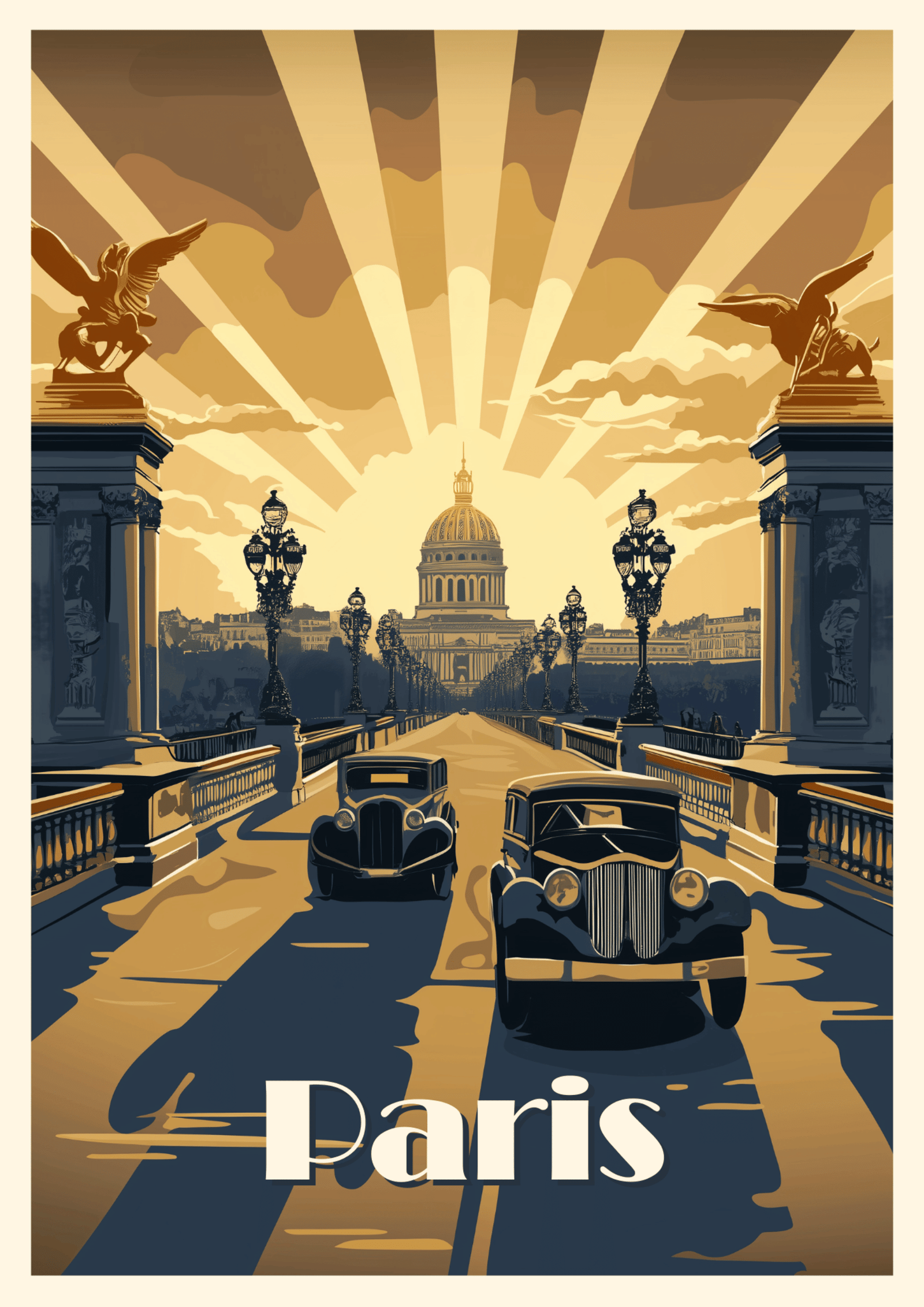 Affiche Vintage Paris - Affiche art déco - affiche les invalides - Maison Alfons